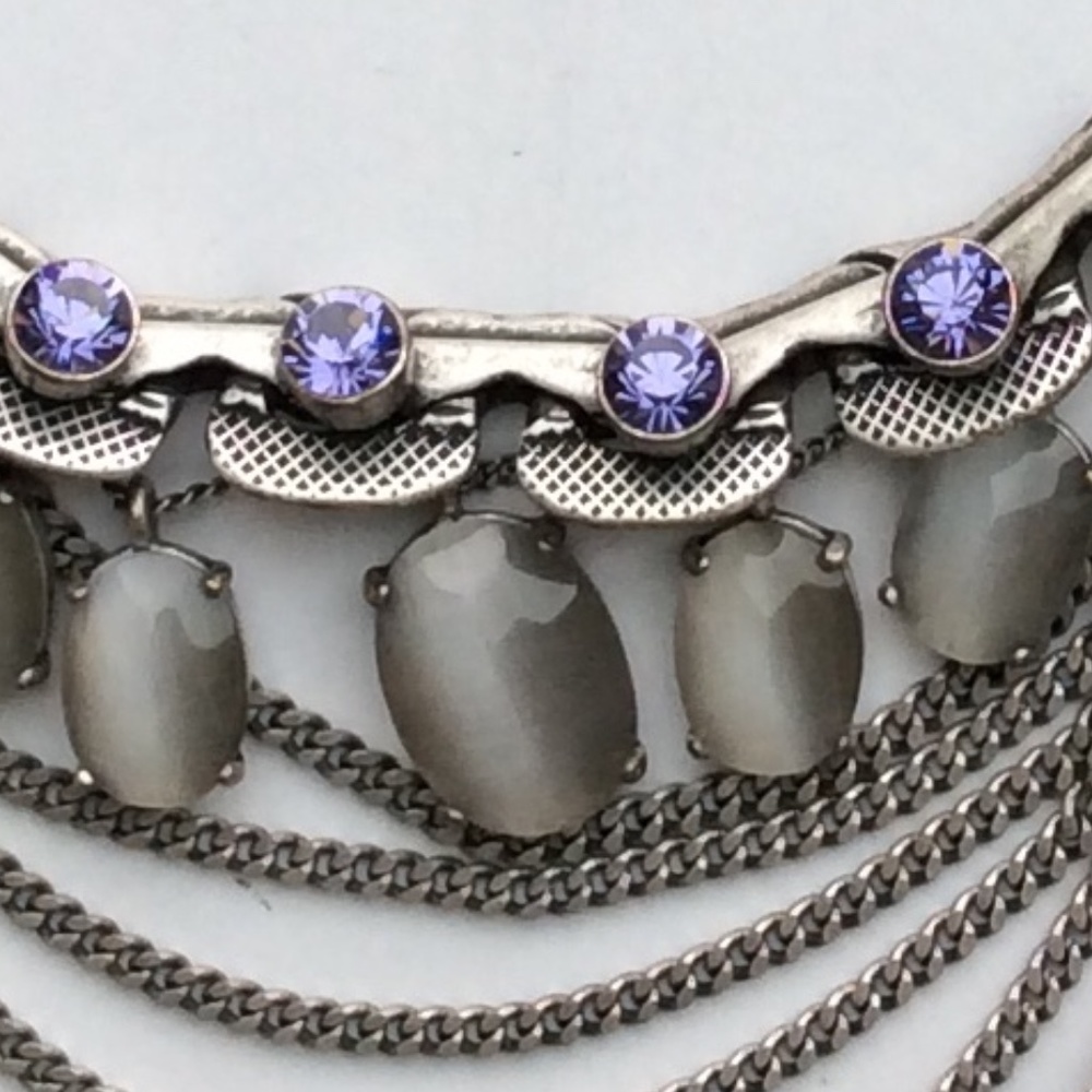 Givenchy Silver Drape Bib Necklace - image 3
